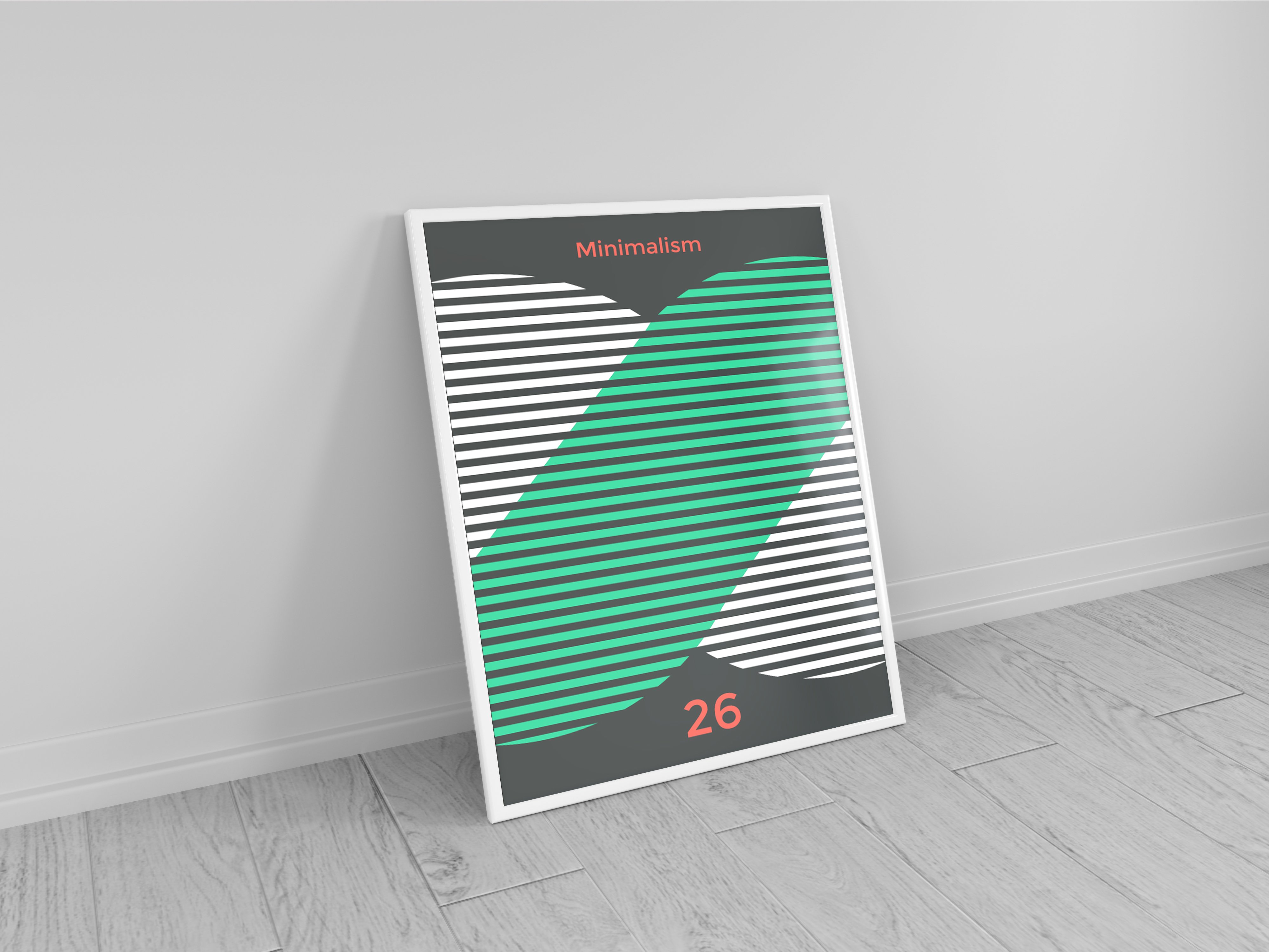 Poster Frame Against Wall Mockup